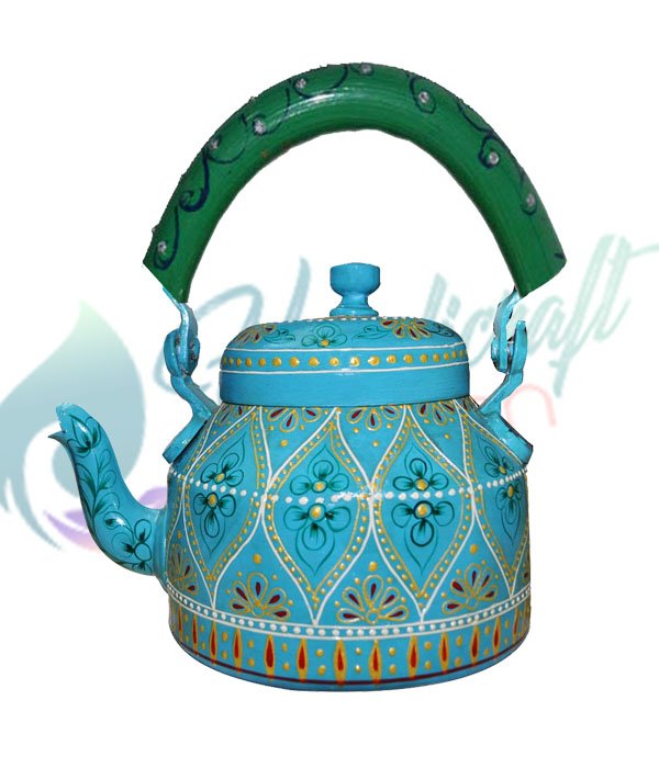 Traditional Hand-Painted Colourful Figurine Aluminum Decorative Tea Kettle  Pot Showpiece